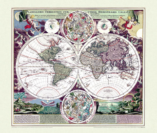 Historische Weltkarte um 1710