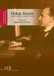 Oskar Baum - Der Blinde als Kritiker - Cover