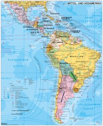 Mittel- und Südamerika politisch, Wandkarte / Poster