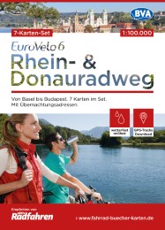Eurovelo 6 - Rhein- und Donauradweg Kartenset mit 7 Einzelkarten Basel-Budapest mit Übernachtungsadressen