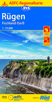ADFC-Regionalkarte Rügen, Fischland-Darß mit Tagestouren-Vorschlägen, 1:75.000