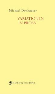 Variationen in Prosa - Cover