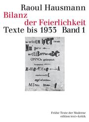 Bilanz der Feierlichkeit - Texte bis 1933, Bd 1 - Cover