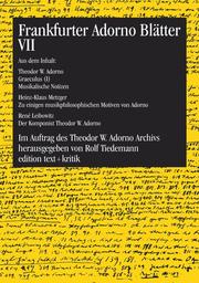 Frankfurter Adorno Blätter VII