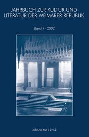 Jahrbuch zur Kultur und Literatur der Weimarer Republik 7 - Cover