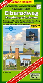 Radwander- und Wanderkarte mit Zick-Zack-Faltung Elberadweg, Magdeburg-Cuxhaven - Cover