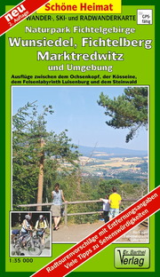 Wander- und Radwanderkarte Naturpark Fichtelgebirge, Wunsiedel, Fichtelberg, Marktredwitz und Umgebung