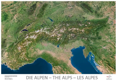 Satellitenbildkarte 'Die Alpen'