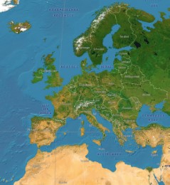 GLOW IN THE DARK Satellitenbild Europakarte