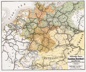 Deutschland 1862/1863 - Officielle Karte der Eisenbahnen Deutschlands und der angrenzenden Länder