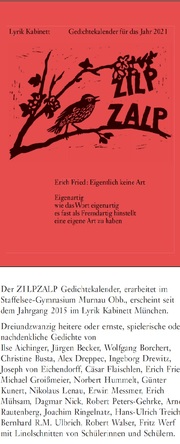 Zilpzalp - Gedichtekalender für das Jahr 2021 - Cover