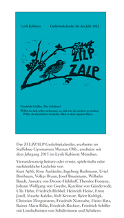 Zilpzalp - Gedichtekalender für das Jahr 2022
