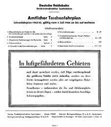 Amtlicher Taschenfahrplan der Reichsbahndirektion Saarbrücken - Jahresfahrplan 1944/1945 - Abbildung 2