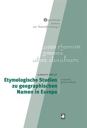 Etymologische Studien zu geographischen Namen in Europa - Cover