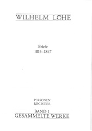 Register Bd. 1, Löhe Werke - Briefe 1815-1847 Register Personen