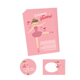 Kindergeburtstag 'Ballerina' (Einladung, Platzkarten, Sticker)