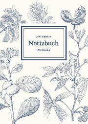 Notizbuch schön gestaltet mit Leseband - A5 Hardcover blanko - 100 Seiten 90g/m2 - floral hellgrau - FSC Papier