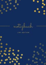 Notizbuch schön A5 liniert - 100 Seiten 90g/m - Soft Cover goldene Punkte blau - FSC Papier