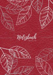 Notizbuch Tagebuch A5 liniert - 100 Seiten 90g/m - Soft Cover - Silberne Blätter auf rot - FSC Papier