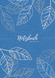 Notizbuch Tagebuch A5 liniert - 100 Seiten 90g/m2 - Soft Cover - Silberne Blätter auf blau - FSC Papier