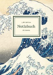Notizbuch schön gestaltet mit Leseband - A5 Hardcover blanko - Hokusai 'Die große Welle vor Kanagawa' - 100 Seiten 90g/m2 - FSC Papier