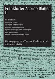 Frankfurter Adorno Blätter II