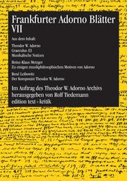 Frankfurter Adorno Blätter VII
