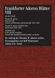 Frankfurter Adorno Blätter VIII