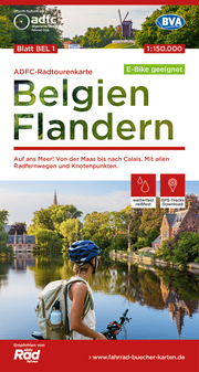 ADFC-Radtourenkarte BEL 1 Belgien Flandern, 1:150.000, reiß- und wetterfest, GPS-Tracks Download - E-Bike geeignet - Cover