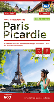 ADFC-Radtourenkarte F-PIC Paris Picardie, 1:150.000, reiß- und wetterfest, GPS-Tracks Download - E-Bike geeignet