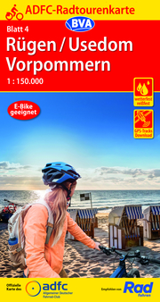 ADFC-Radtourenkarte 4 Rügen/Usedom Vorpommern 1:150.000, reiß- und wetterfest, GPS-Tracks Download - Cover