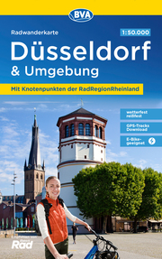 Radwanderkarte BVA Düsseldorf & Umgebung, mit Knotenpunkten der RadRegionRheinland, 1:50.000, reiß- und wetterfest, GPS-Tracks Download, E-Bike geeignet
