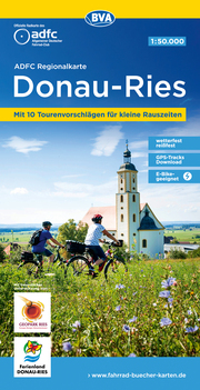 ADFC-Regionalkarte Ferienland Donau-Ries/Geopark Ries mit 10 Tourenvorschlägen für kleine Rauszeiten