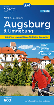 ADFC-Regionalkarte Augsburg und Umgebung, 1:75.000, mit Tagestourenvorschlägen, reiß- und wetterfest, E-Bike-geeignet, GPS-Tracks-Download