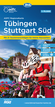 ADFC-Regionalkarte Tübingen - Stuttgart Süd, 1:75.000, reiß- und wetterfest, mit kostenlosem GPS-Download der Touren via BVA-website oder Karten-App
