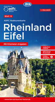 ADFC-Radtourenkarte 15 Rheinland/Eifel 1:150.000, reiß- und wetterfest, E-Bike geeignet, GPS-Tracks Download, mit Bett+Bike Symbolen, mit Kilometer-Angaben - Cover