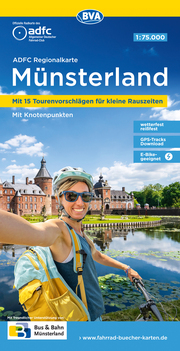 ADFC-Regionalkarte Münsterland, 1:75.000, mit Tagestourenvorschlägen, reiß- und wetterfest, E-Bike-geeignet, mit Knotenpunkten, GPS-Tracks-Download - Cover
