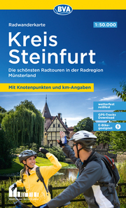 BVA Radwanderkarte Kreis Steinfurt 1:50.000, mit Knotenpunkten und km-Angaben, reiß- und wetterfest, GPS-Tracks Download, E-Bike geeignet