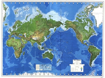 Physikalische Weltkarte mit Pazifik-Ansicht
