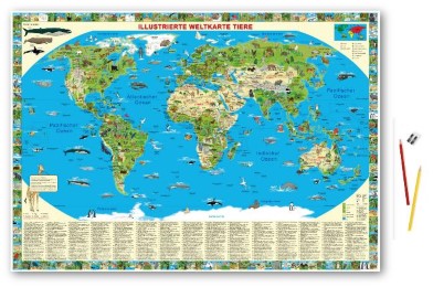 Schreibunterlage Weltkarte Tiere - Cover
