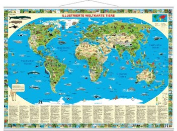 Illustrierte Weltkarte - Tiere