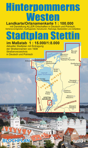 Landkarte Hinterpommerns Westen und Stadtplan Stettin