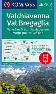 Wanderkarte 92 Valchiavenna, Val Bregaglia, Valle San Giacomo, Madésimo, Morbegno, Val Másino