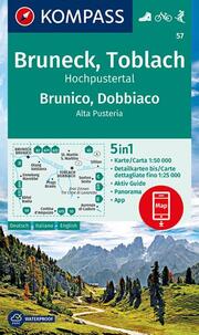 KOMPASS Wanderkarte 57 Cruneck, Toblach, Hochpustertal, Brunico, Dobbiaco, Alta Pusteria 1:50.000