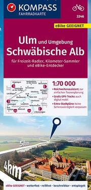 KOMPASS Fahrradkarte Ulm und Umgebung, Schwäbische Alb 1:70.000, FK 3346