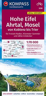 KOMPASS Fahrradkarte Hohe Eifel, Ahrtal, Mosel, von Koblenz bis Trier 1:70.000, FK 3338