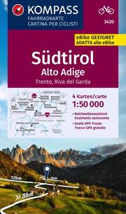 KOMPASS Fahrradkarte 3420 Südtirol/Alto Adige, Trento, Riva del Garda (4 Karten im Set) 1:50.000