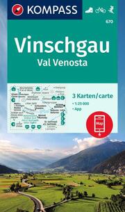 KOMPASS Wanderkarte 670 Vinschgau, Val Venosta 1:25000 (3 Karten im Set)