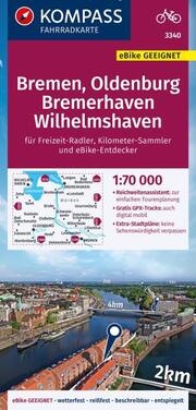 KOMPASS Fahrradkarte 3340 Bremen, Oldenburg, Bremerhaven, Wilhelmshaven 1:70.000 - Cover