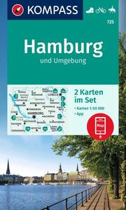 KOMPASS Wanderkarte 725 Hamburg und Umgebung 1:50000 (2 Karten im Set)